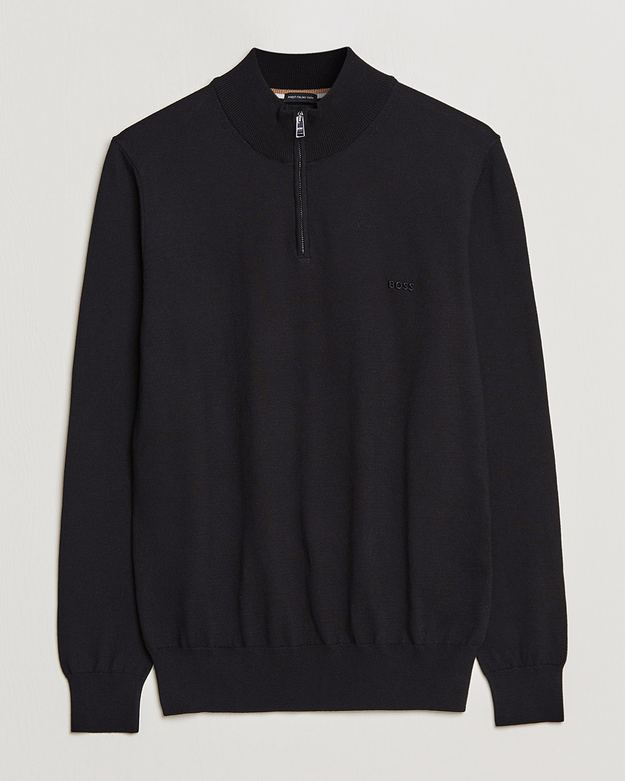 Herre | Gensere | BOSS BLACK | Padro Merino Knitted Half Zip Black