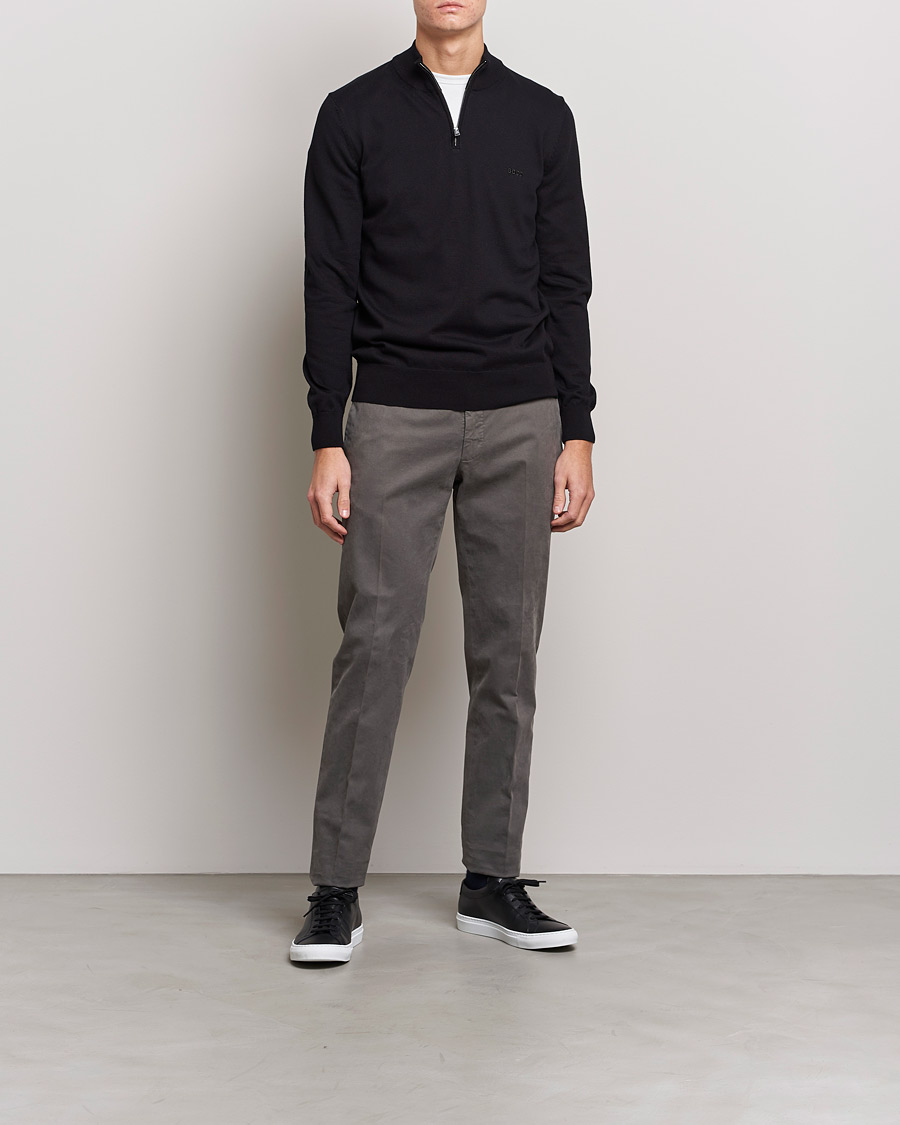 Herre | Gensere | BOSS BLACK | Padro Merino Knitted Half Zip Black