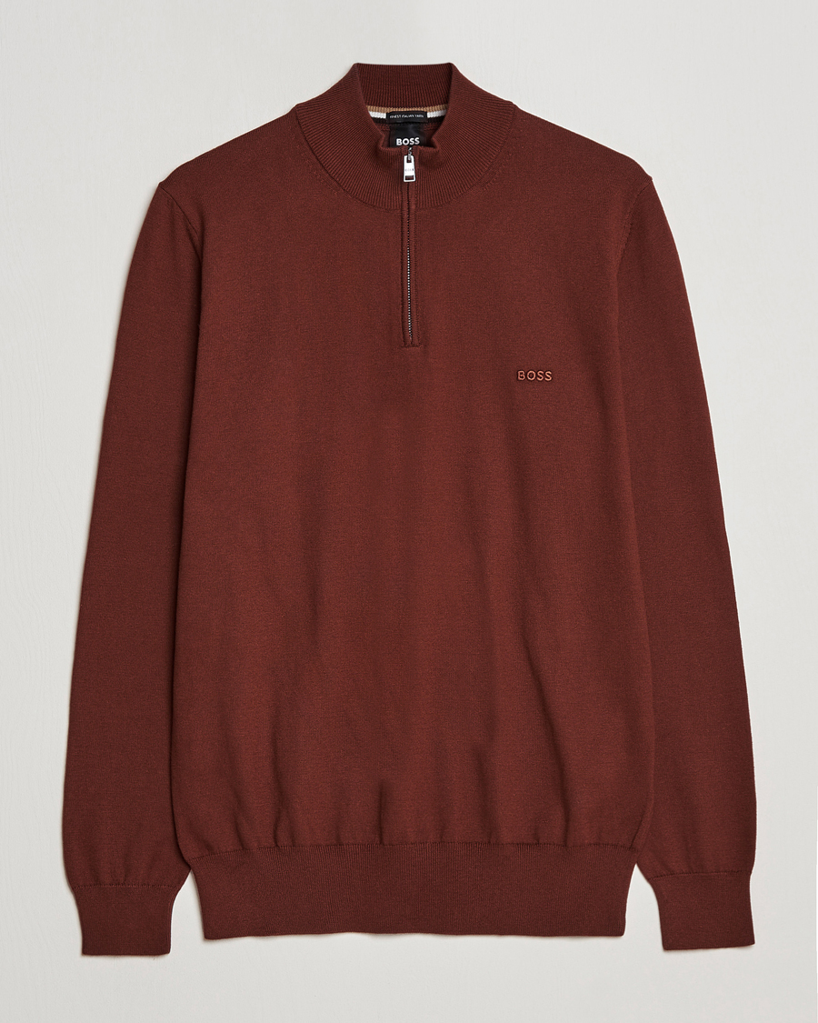 Herre | Gensere | BOSS BLACK | Padro Merino Knitted Half Zip Medium Brown