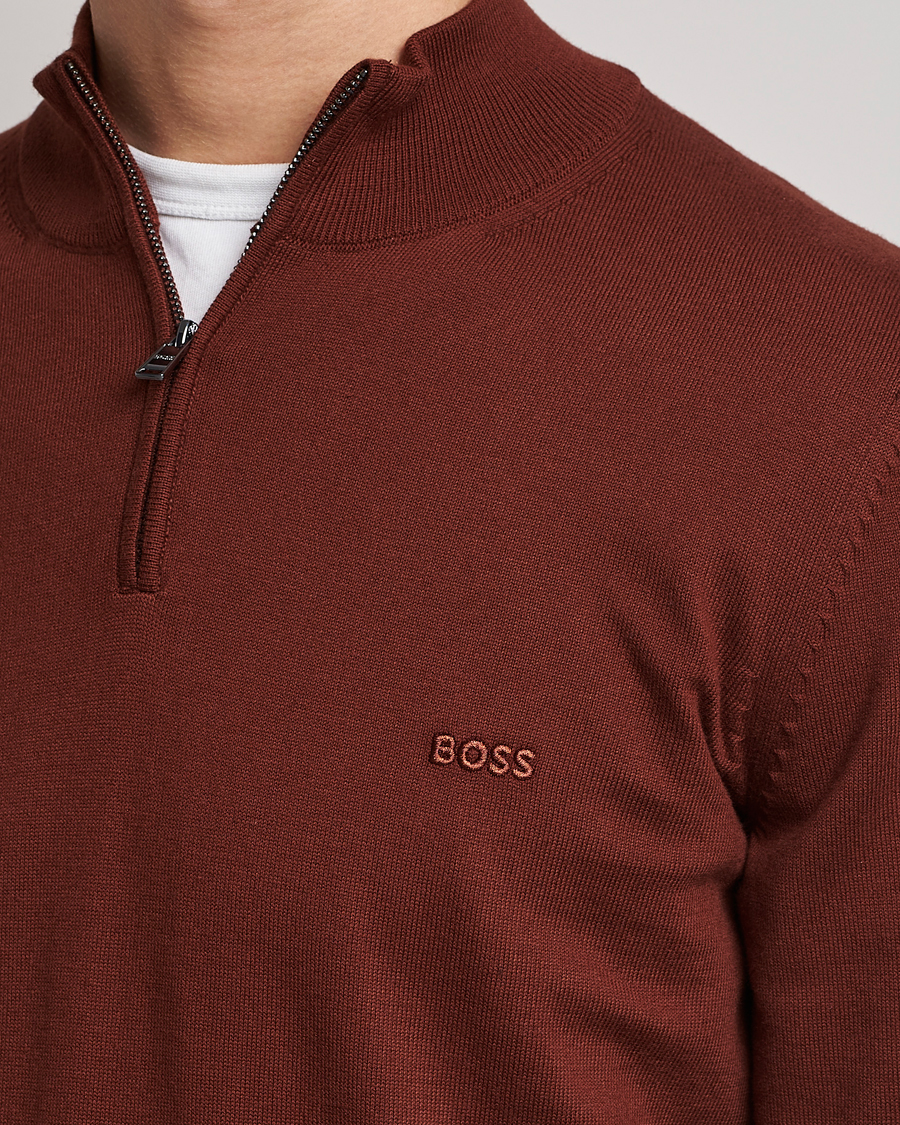 Herre | Gensere | BOSS BLACK | Padro Merino Knitted Half Zip Medium Brown