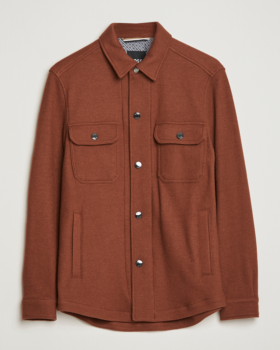 Herre | Skjorter | BOSS BLACK | Carper Wool Overshirt Medium Brown