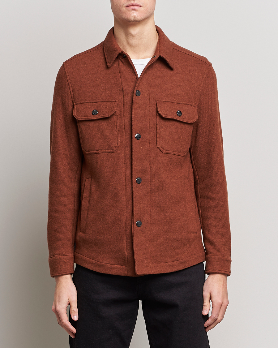Herre | Business & Beyond | BOSS BLACK | Carper Wool Overshirt Medium Brown