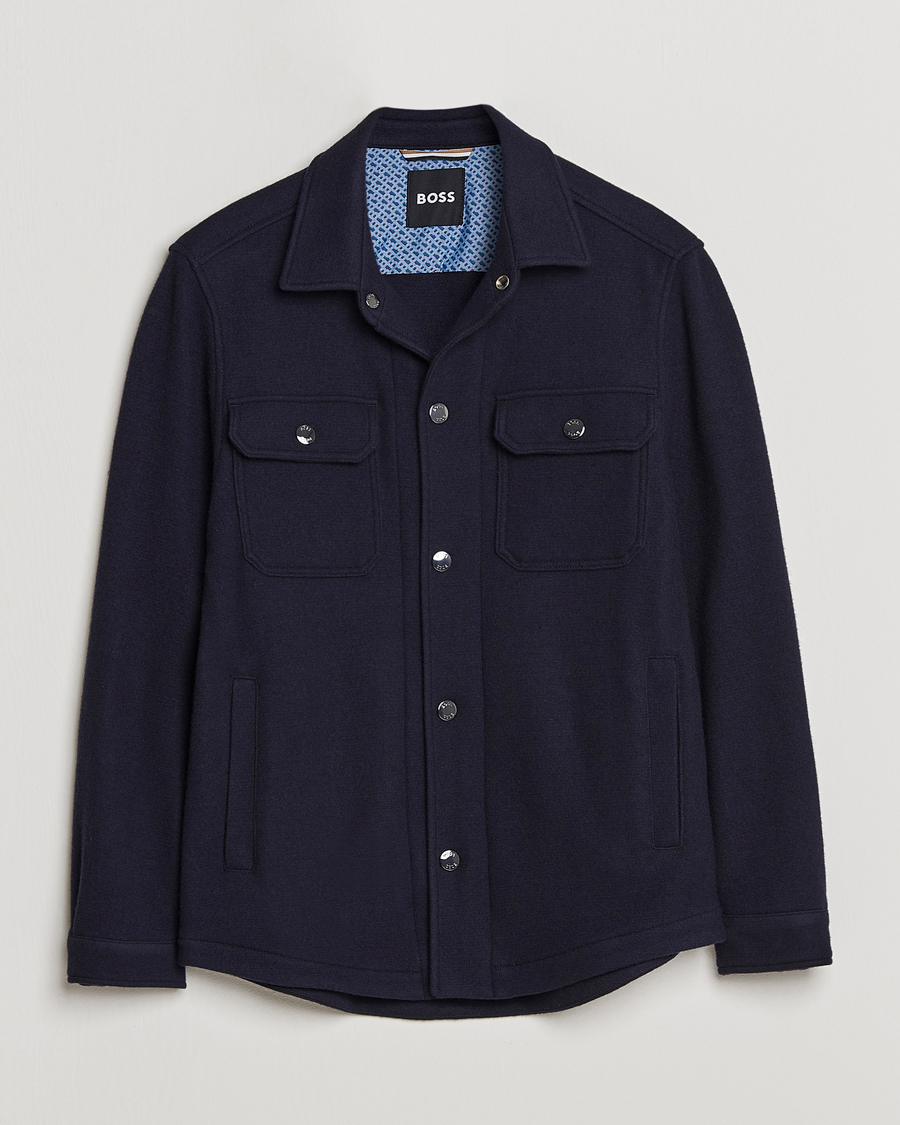 Herre | Skjorter | BOSS BLACK | Carper Wool Overshirt Dark Blue