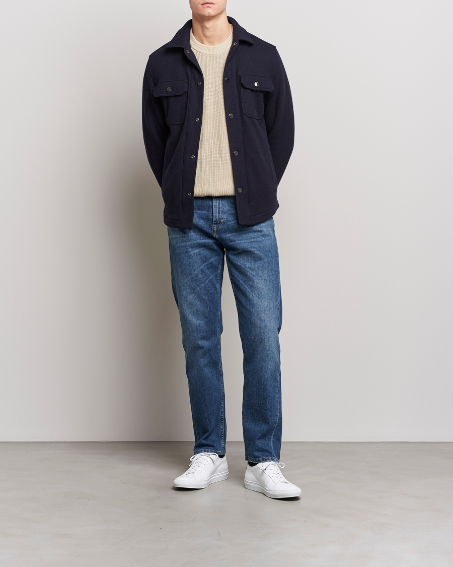 Herre | Skjorter | BOSS BLACK | Carper Wool Overshirt Dark Blue