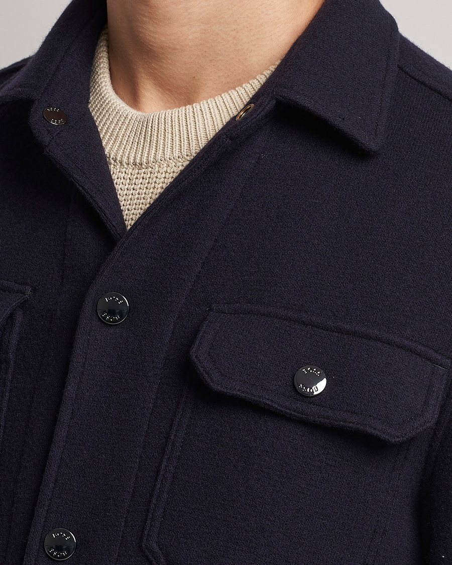 Herre | Skjorter | BOSS BLACK | Carper Wool Overshirt Dark Blue