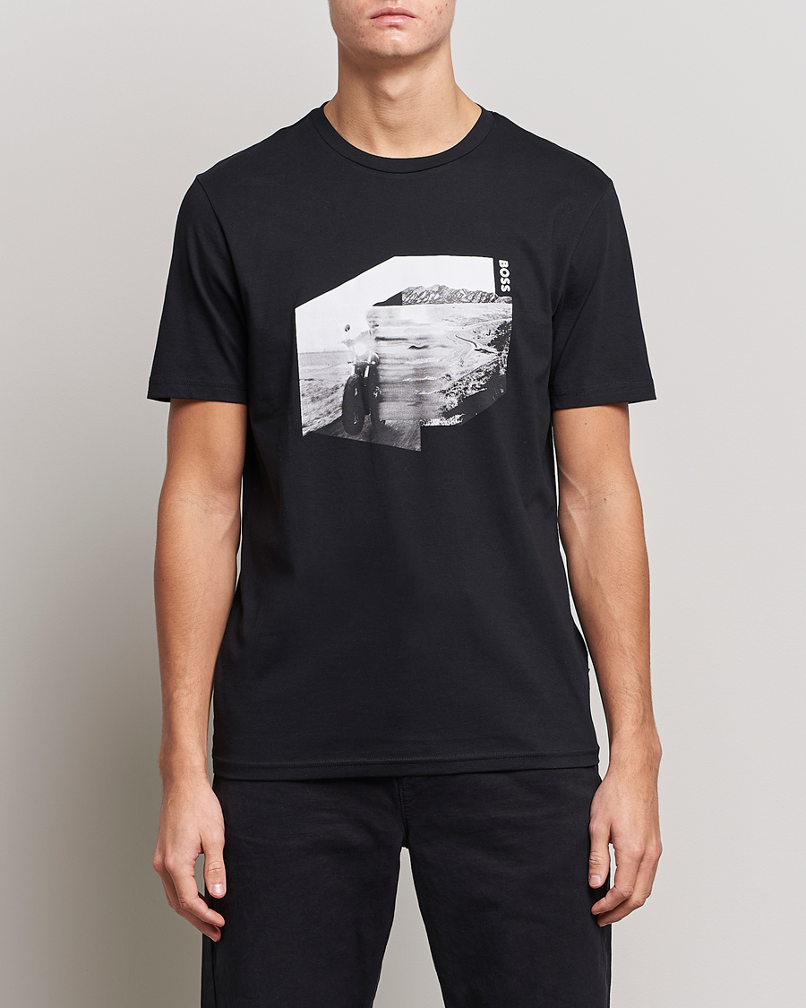 Herre | T-Shirts | BOSS ORANGE | Teglow Photoprint Crew Neck T-Shirt Black