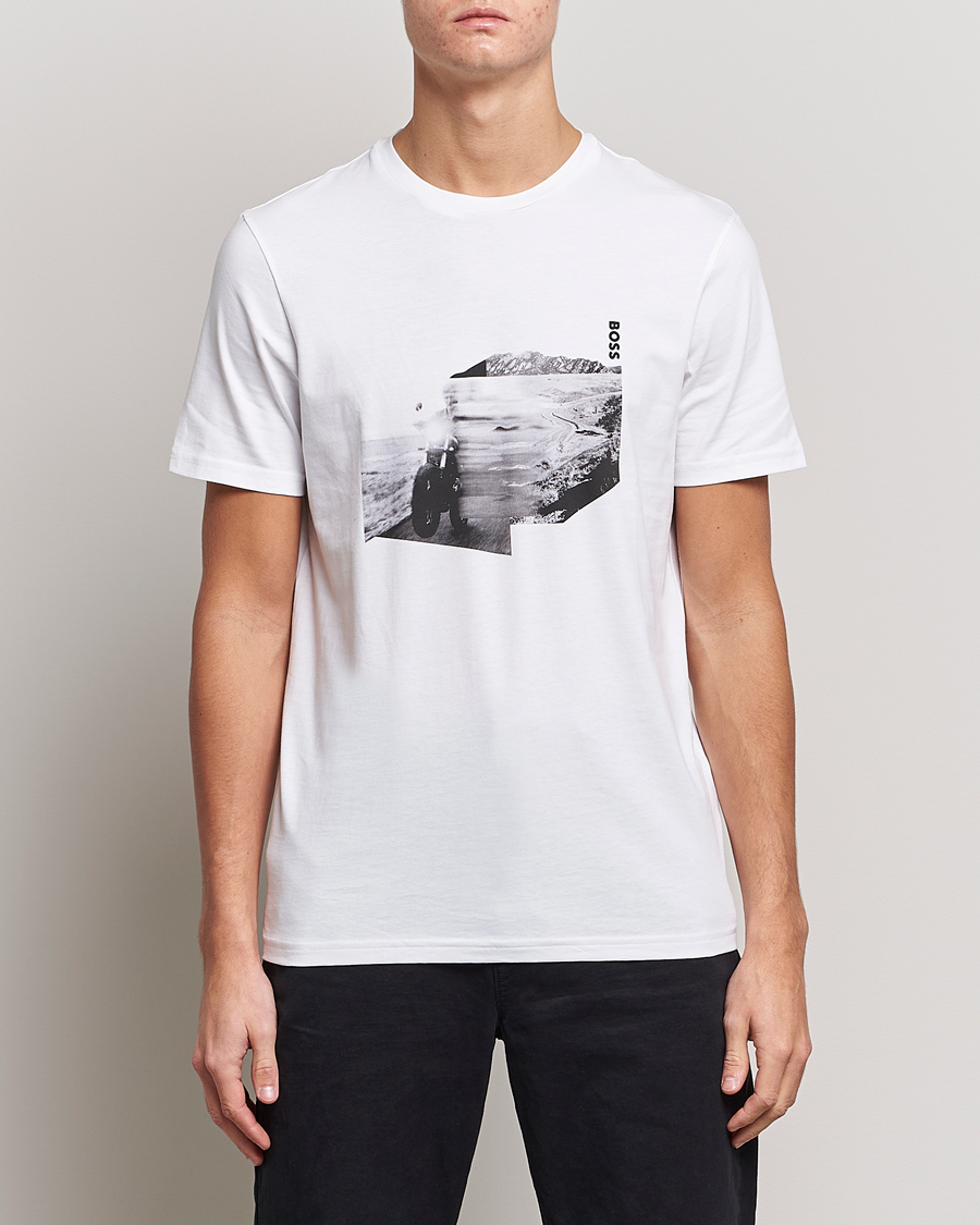 Herre | T-Shirts | BOSS ORANGE | Teglow Photoprint Crew Neck T-Shirt White