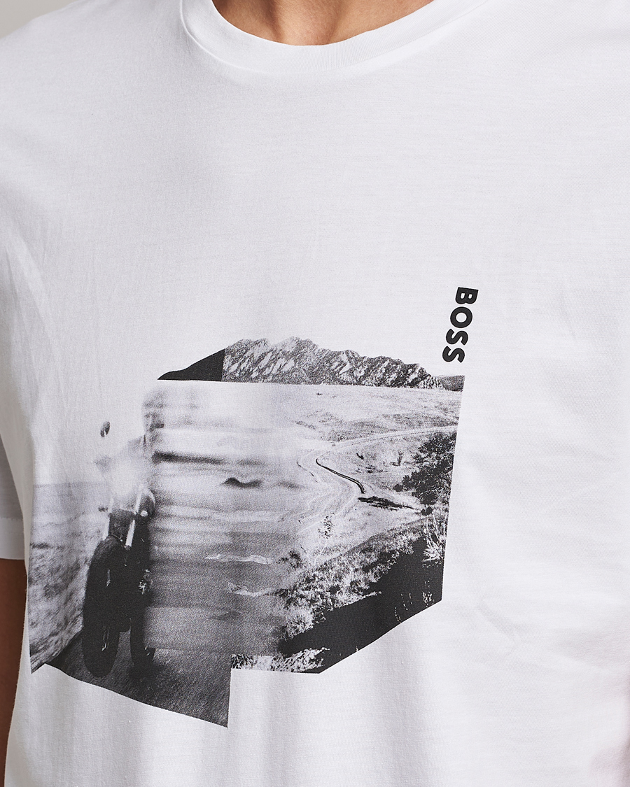 Herre | T-Shirts | BOSS ORANGE | Teglow Photoprint Crew Neck T-Shirt White