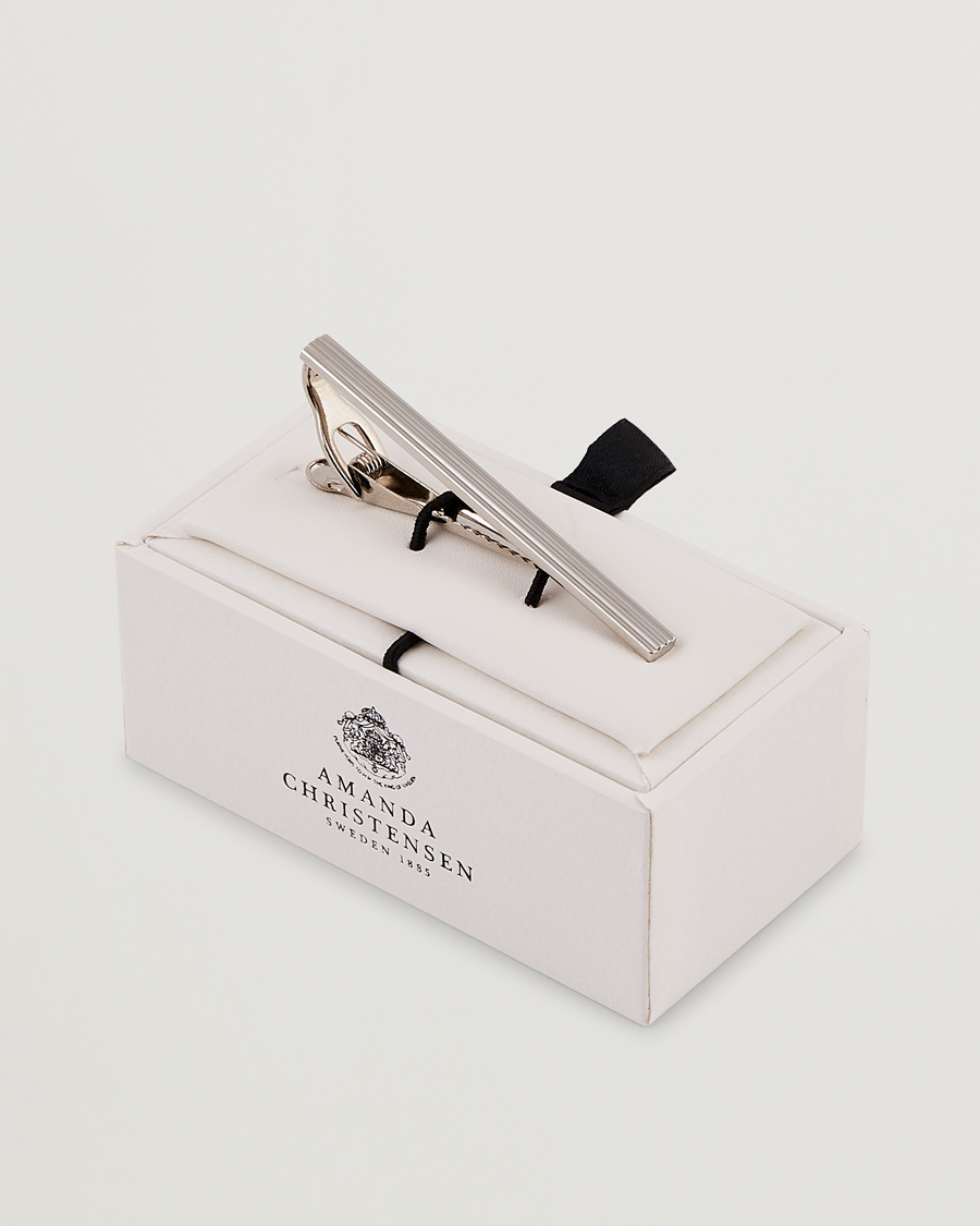 Herre | Slips | Amanda Christensen | Ribbed Tie Clip Silver