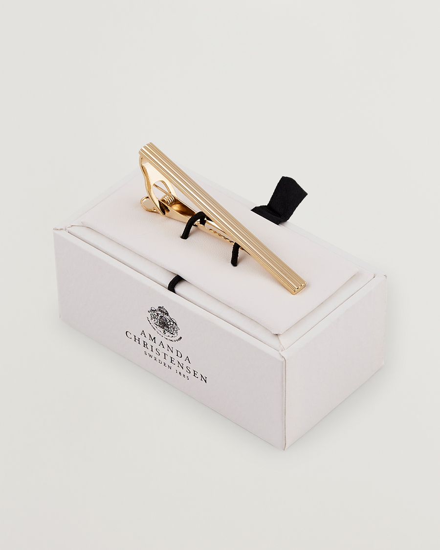 Herre | Slips | Amanda Christensen | Ribbed Tie Clip Gold