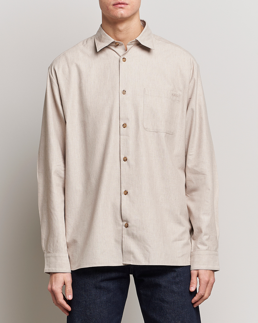 Herre | Skjorter | A.P.C. | Marlo Flannel Shirt Heather Beige