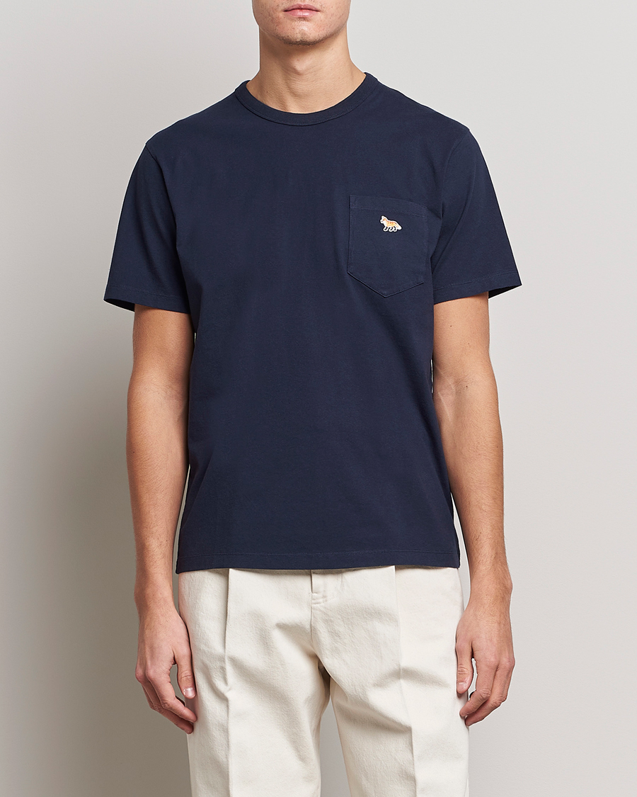 Herre | T-Shirts | Maison Kitsuné | Baby Fox Patch Tee Navy
