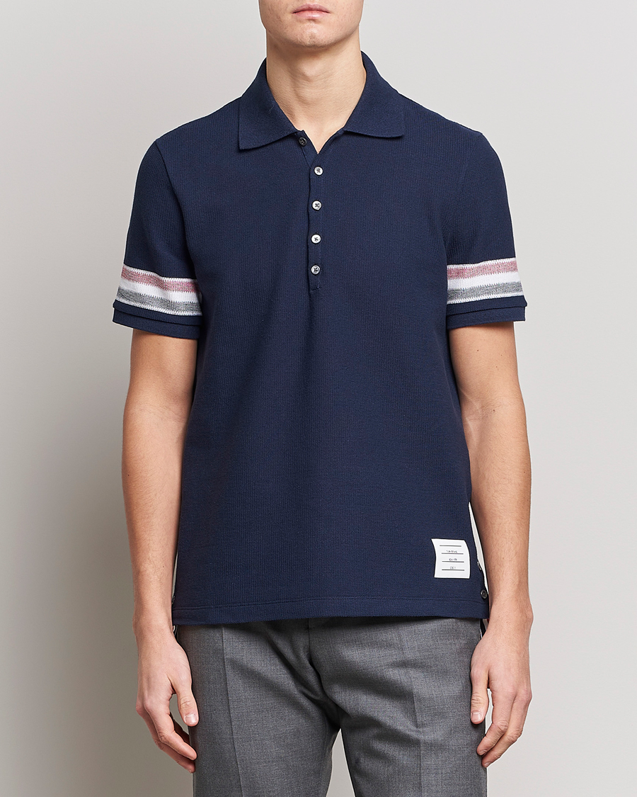 Herre | Luxury Brands | Thom Browne | RWB Stripe Polo Shirt Navy