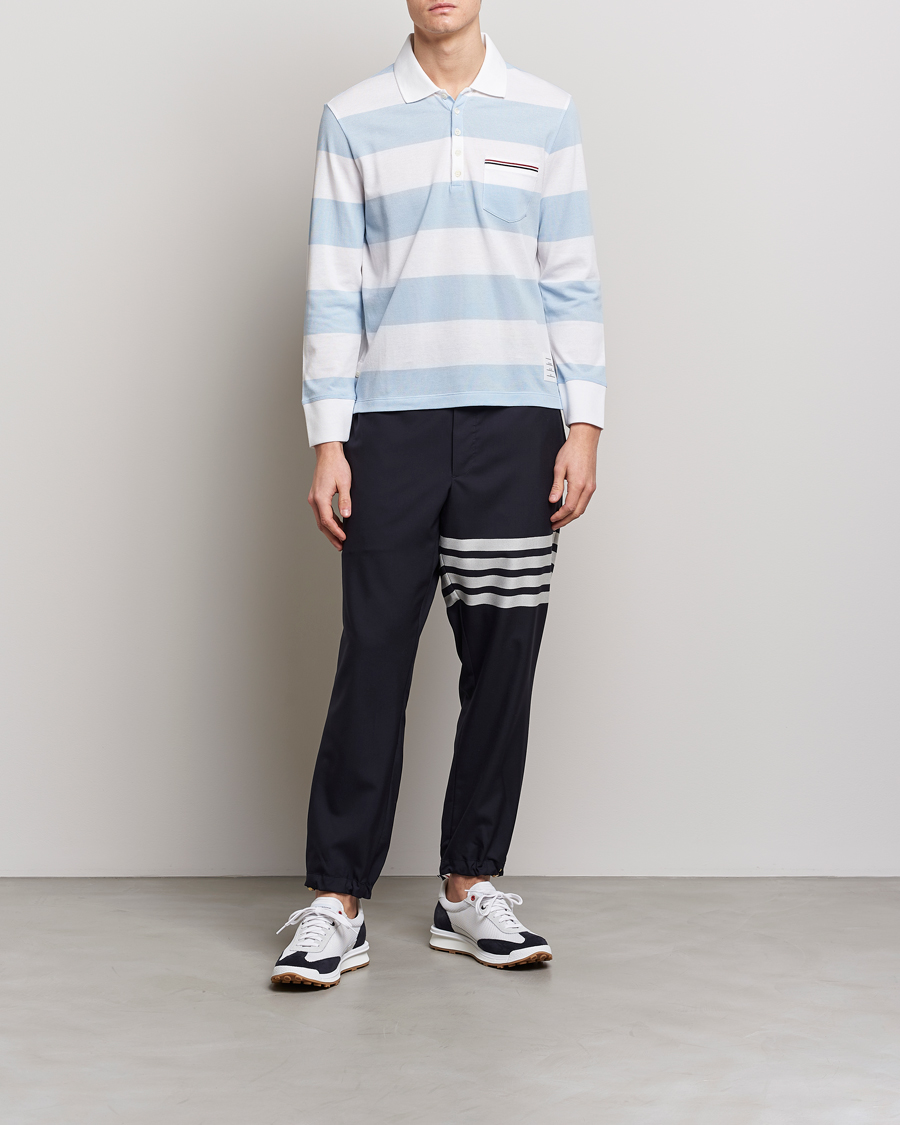 Herre | Gensere | Thom Browne | Rugby Stripe Long Sleeve Polo Light Blue