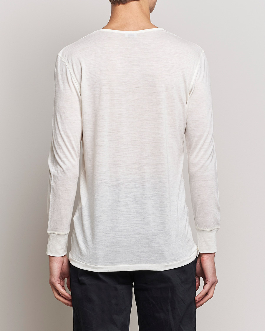 Herre | T-Shirts | Zimmerli of Switzerland | Wool/Silk Long Sleeve T-Shirt Ecru