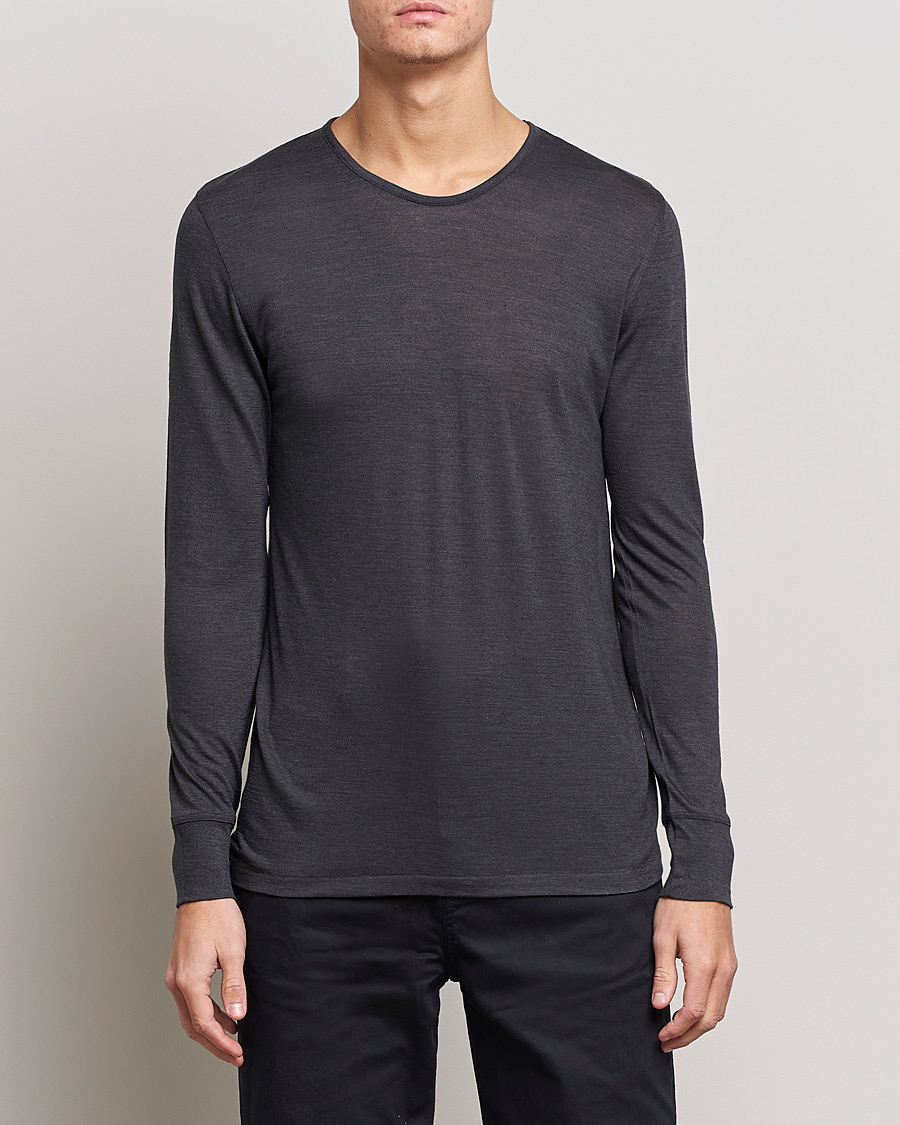 Herre | Zimmerli of Switzerland | Zimmerli of Switzerland | Wool/Silk Long Sleeve T-Shirt Charcoal