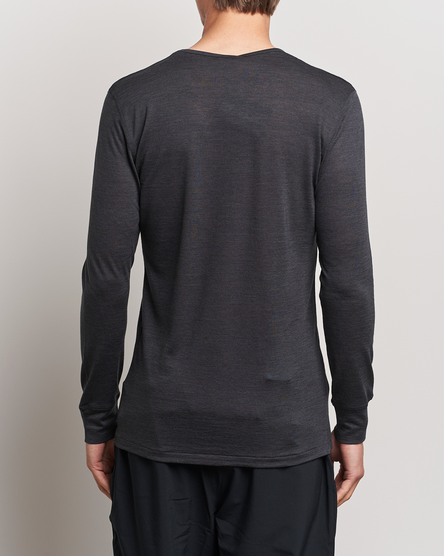 Herre | Klær | Zimmerli of Switzerland | Wool/Silk Long Sleeve T-Shirt Charcoal