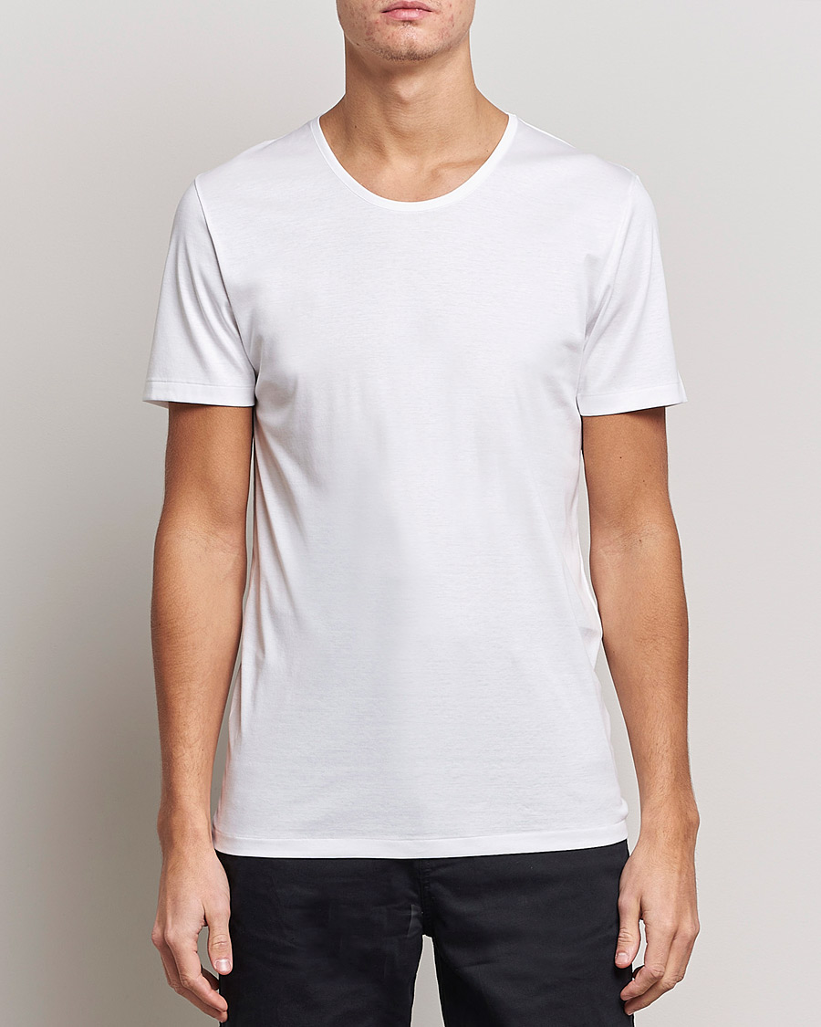 Herre | T-Shirts | Zimmerli of Switzerland | Sea Island Cotton Crew Neck T-Shirt White