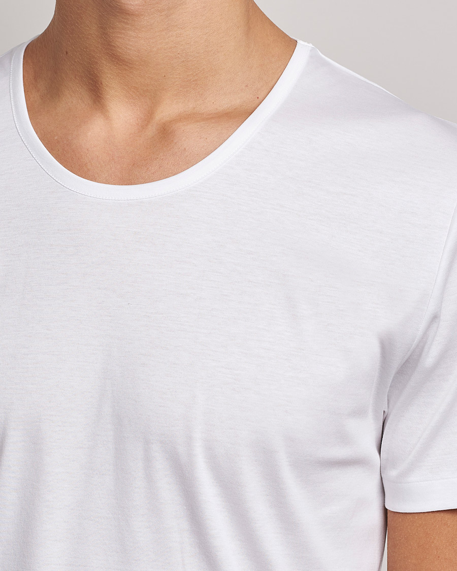 Herre | T-Shirts | Zimmerli of Switzerland | Sea Island Cotton Crew Neck T-Shirt White