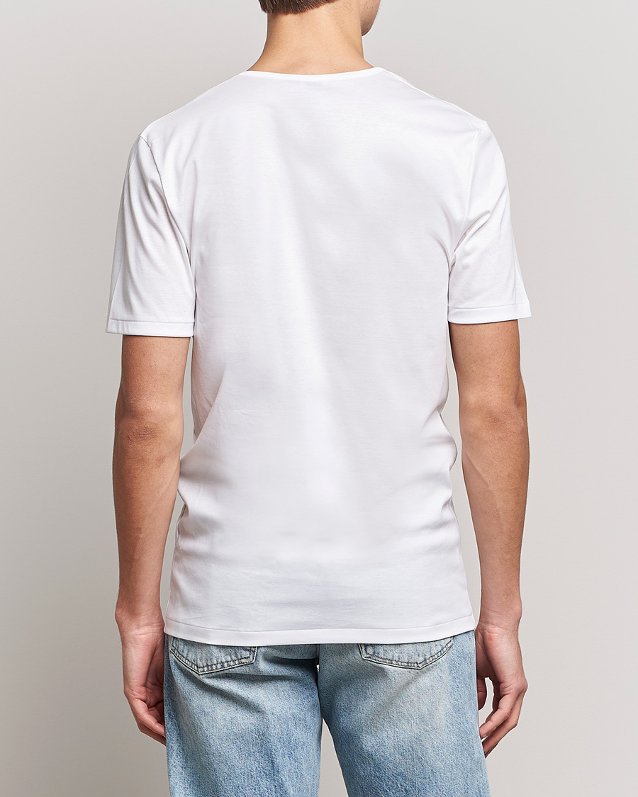 Herre | T-Shirts | Zimmerli of Switzerland | Sea Island Cotton V-Neck T-Shirt White