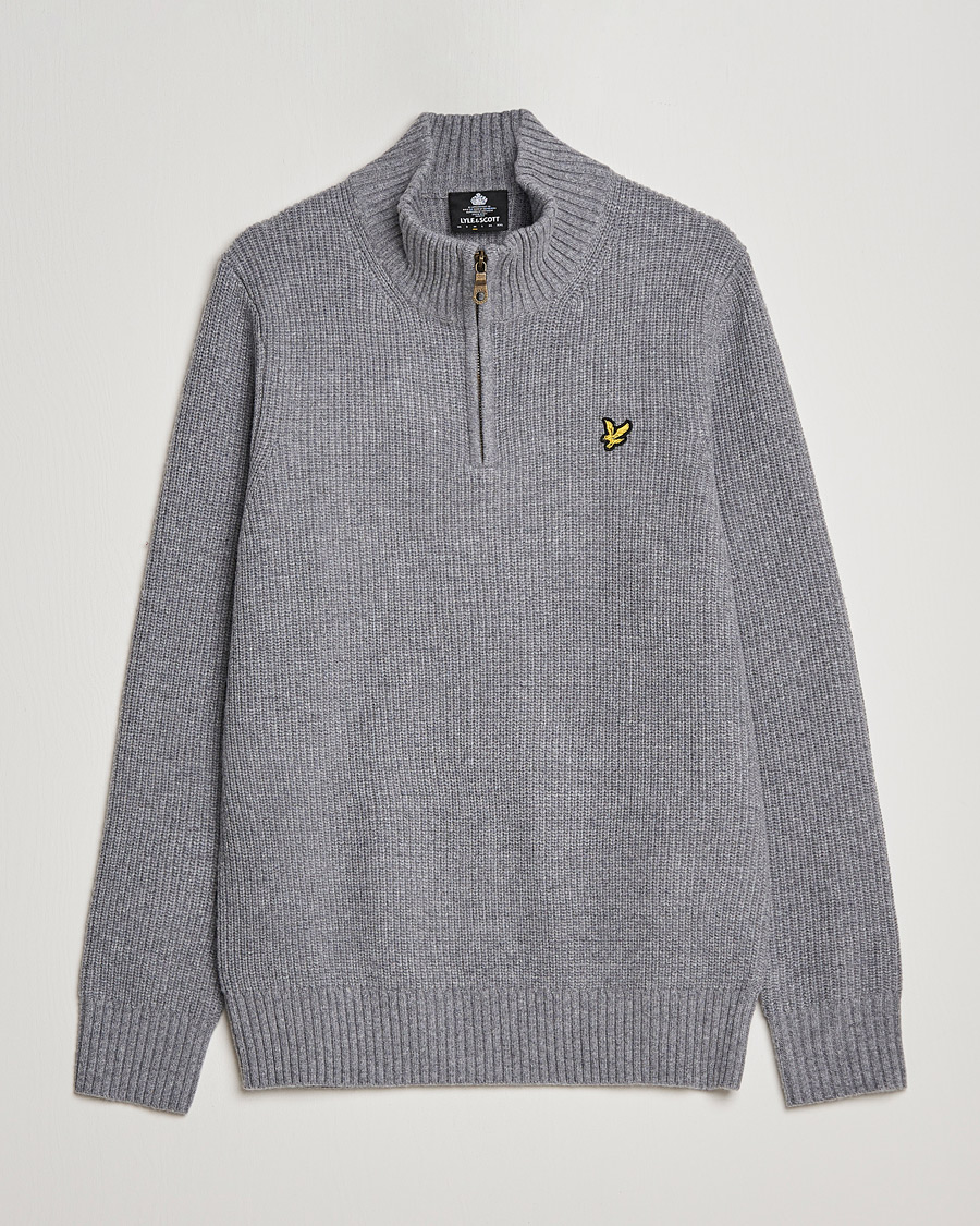 Herre | Gensere | Lyle & Scott | Ribbed Quarter Zip Sweater Grey Marl