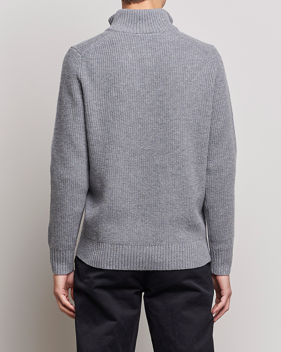 Herre | Gensere | Lyle & Scott | Ribbed Quarter Zip Sweater Grey Marl