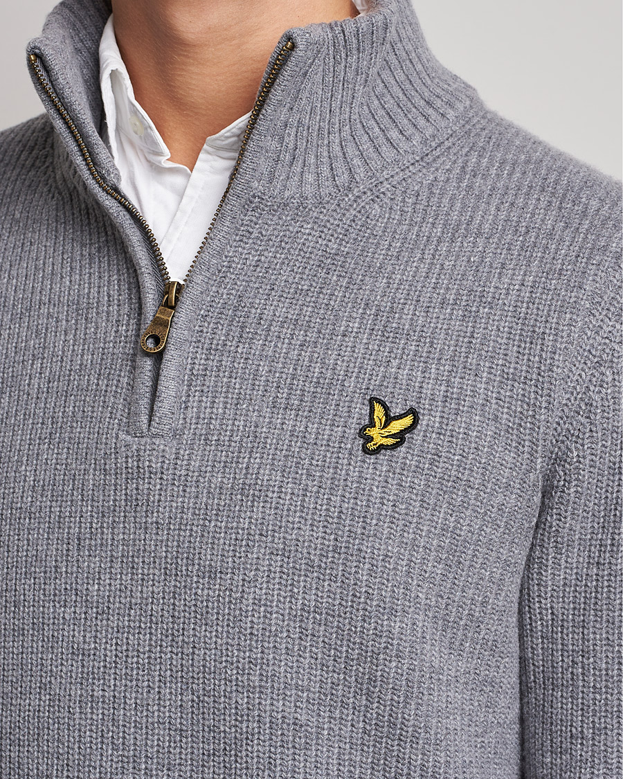 Herre | Gensere | Lyle & Scott | Ribbed Quarter Zip Sweater Grey Marl