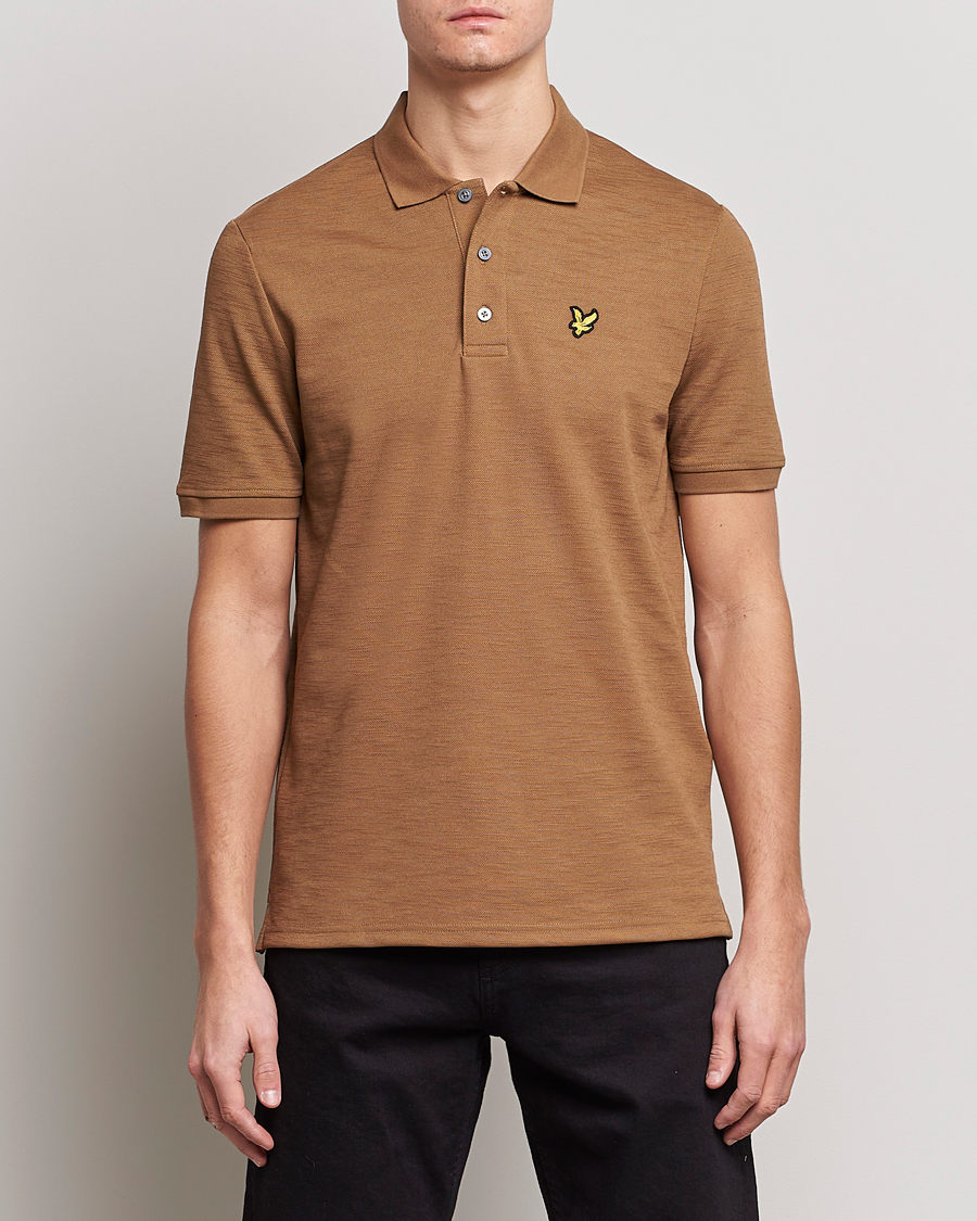 Herre |  | Lyle & Scott | Chunky Slub Pique Polo Camel Bronze