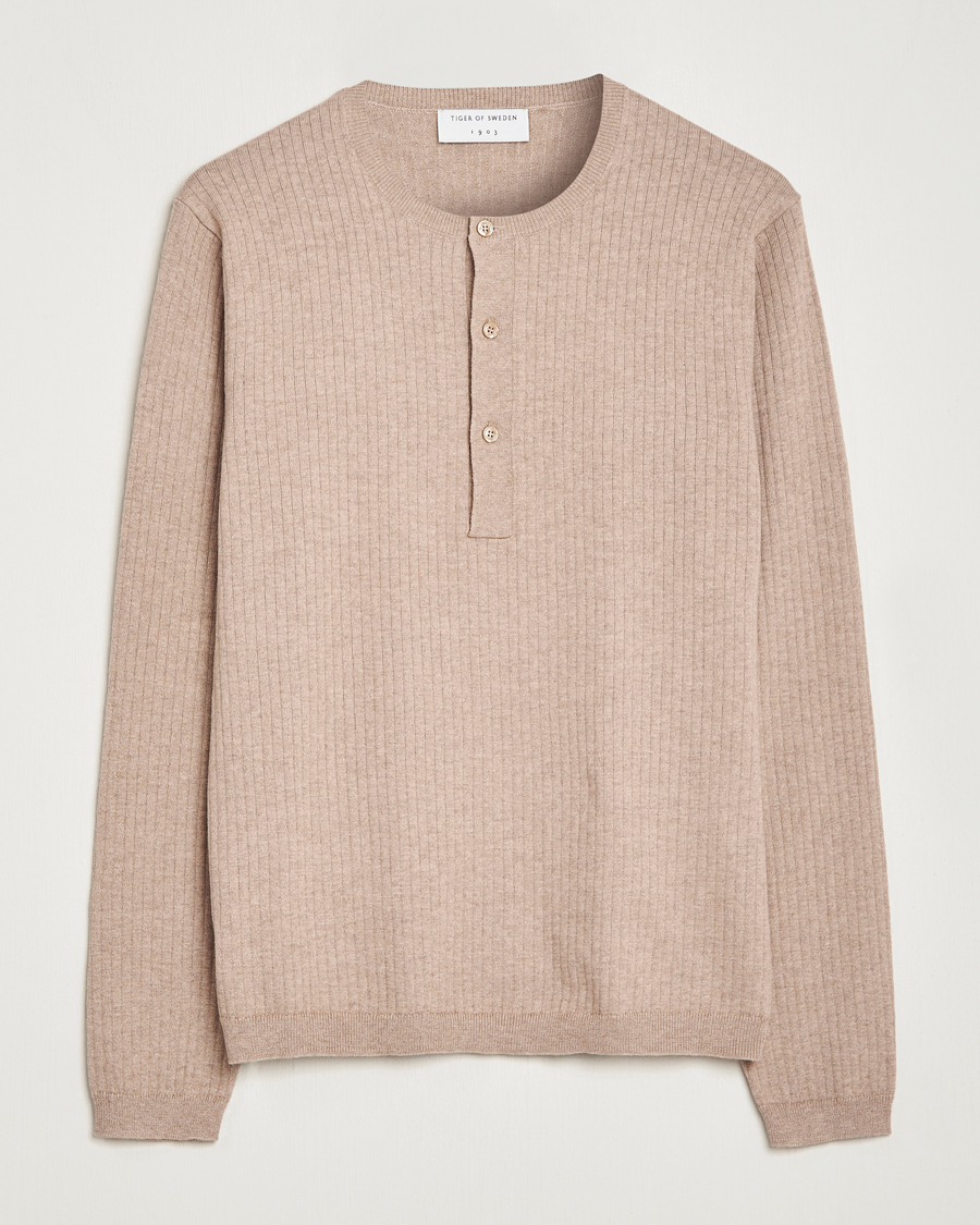 Herre | Gensere | Tiger of Sweden | Nassau Cotton Wool Knitted Sweater Beigie Melange
