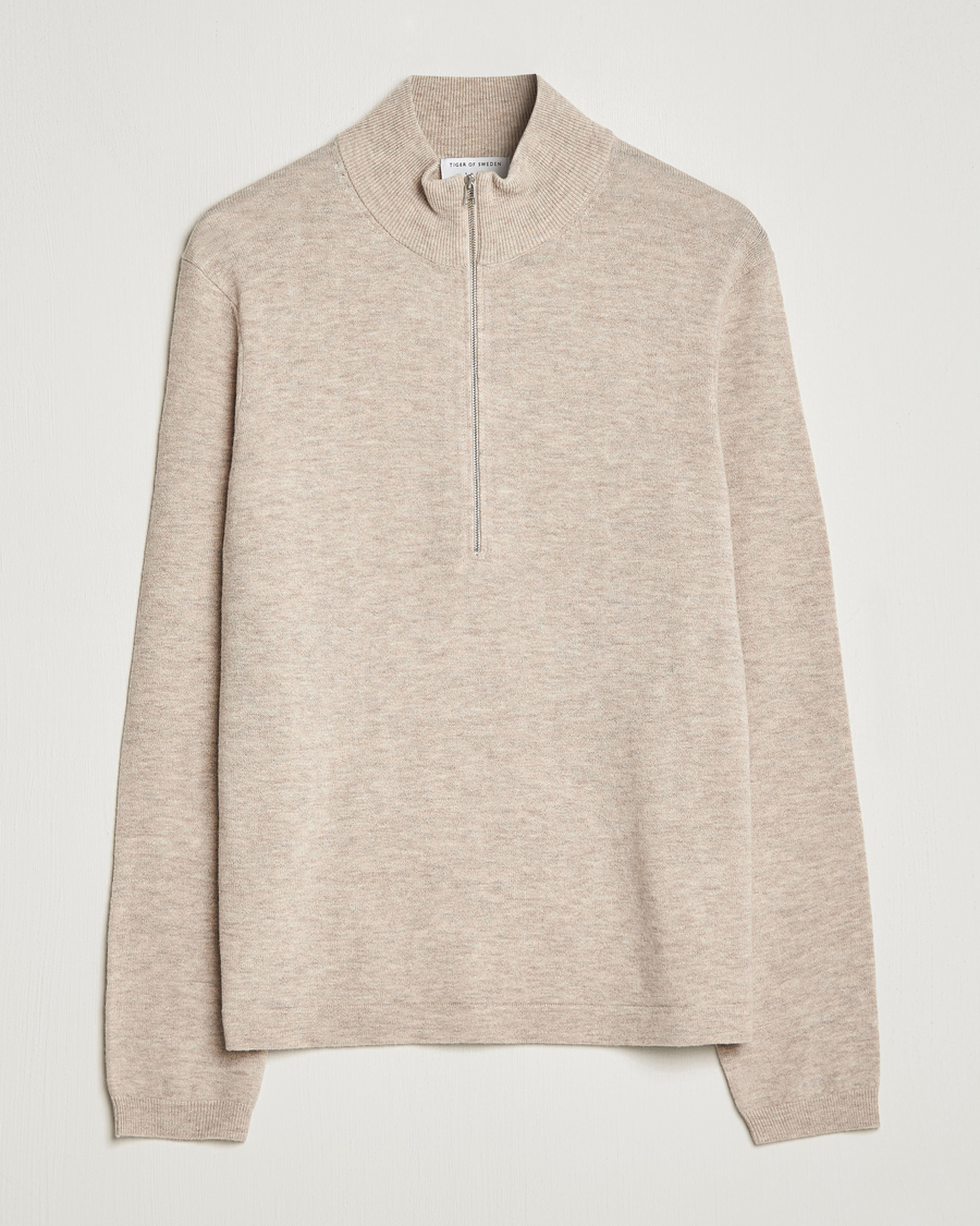 Herre | Gensere | Tiger of Sweden | Owain Merino Half Zip Sweater Dark White