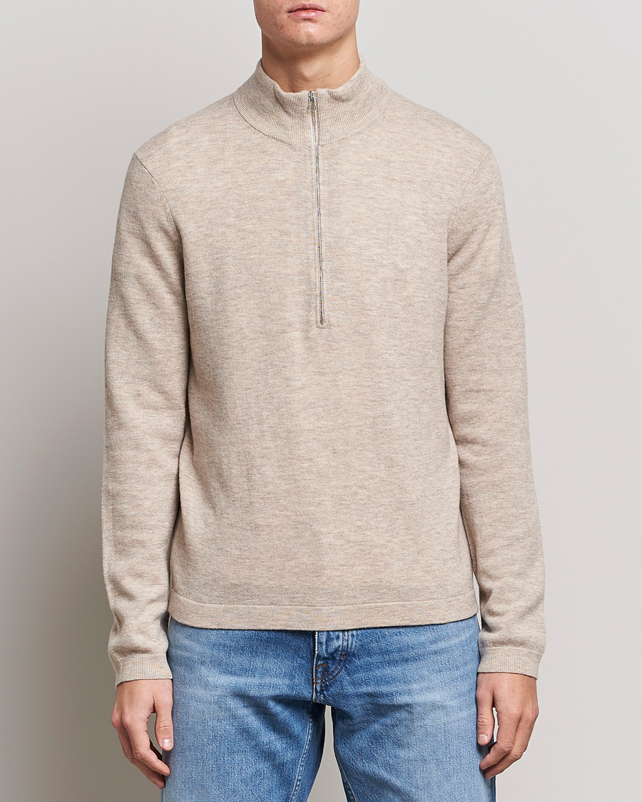 Herre |  | Tiger of Sweden | Owain Merino Half Zip Sweater Dark White