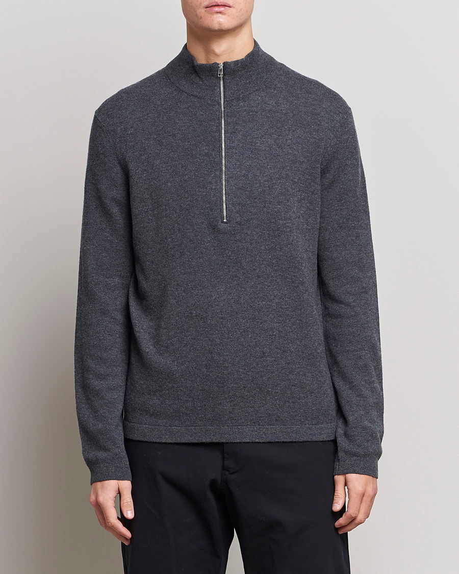 Herre |  | Tiger of Sweden | Owain Merino Half Zip Sweater Dark Grey Mel