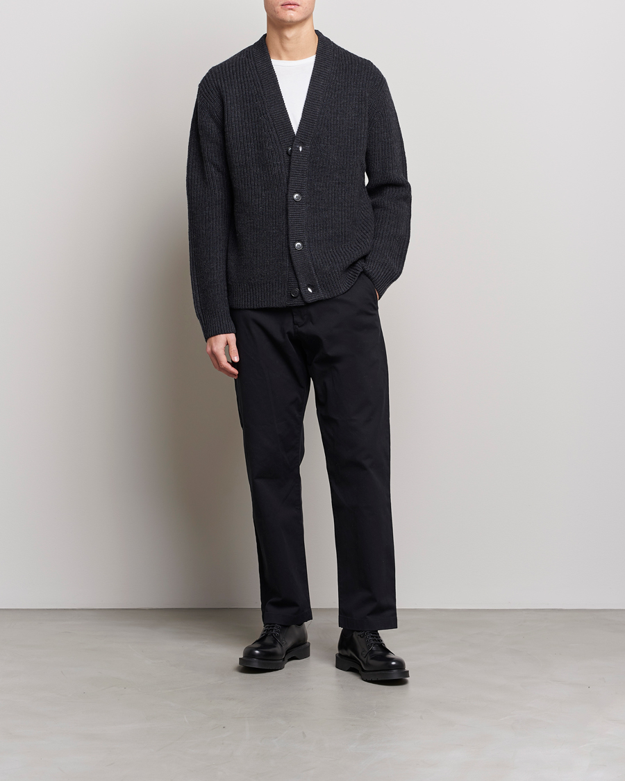 Herre | Gensere | Tiger of Sweden | Reiner Wool Cardigan Dark Grey Mel