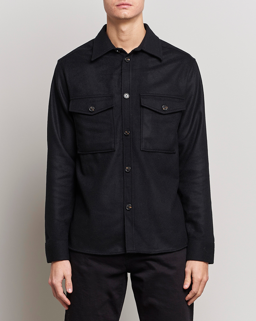 Herre | Skjorter | J.Lindeberg | Silas Regular Wool Mix Overshirt Black