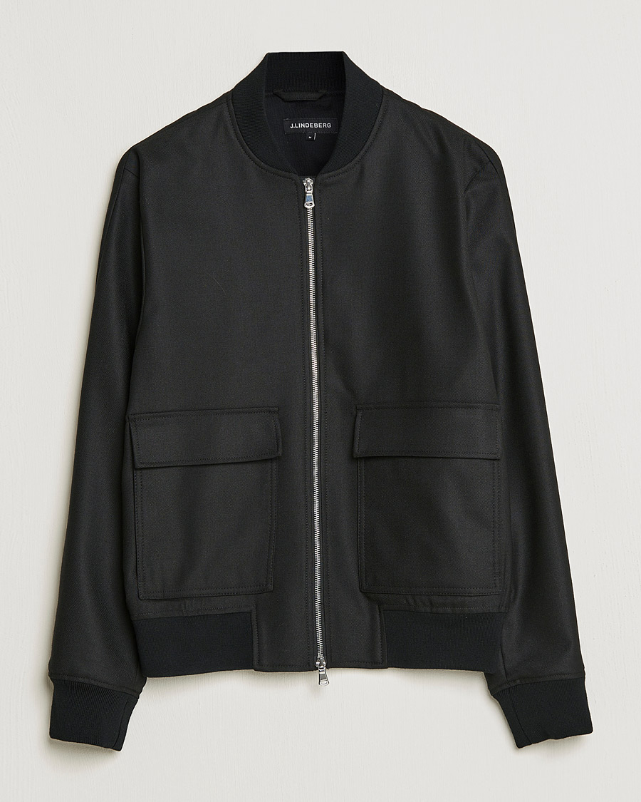 Herre | Jakker | J.Lindeberg | Thom Bomber Wool Twill Jacket Black
