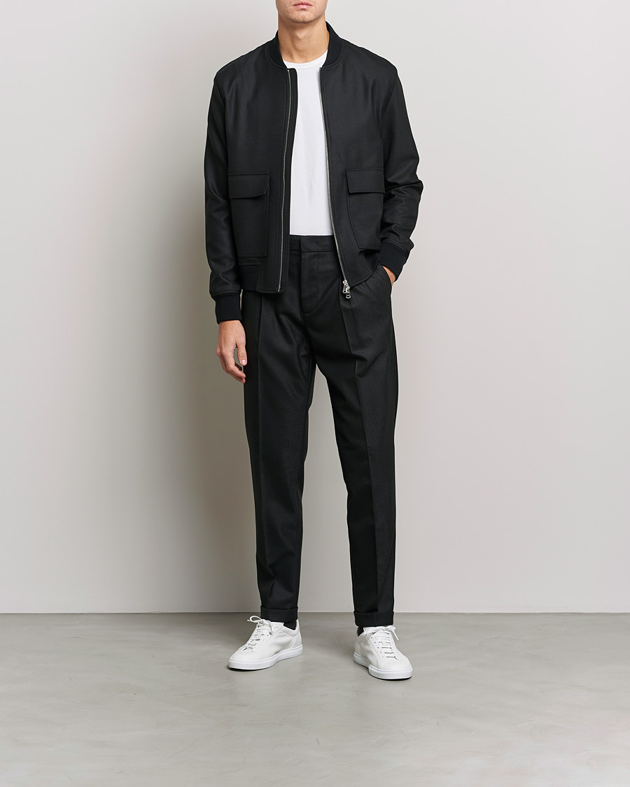 Herre | Jakker | J.Lindeberg | Thom Bomber Wool Twill Jacket Black