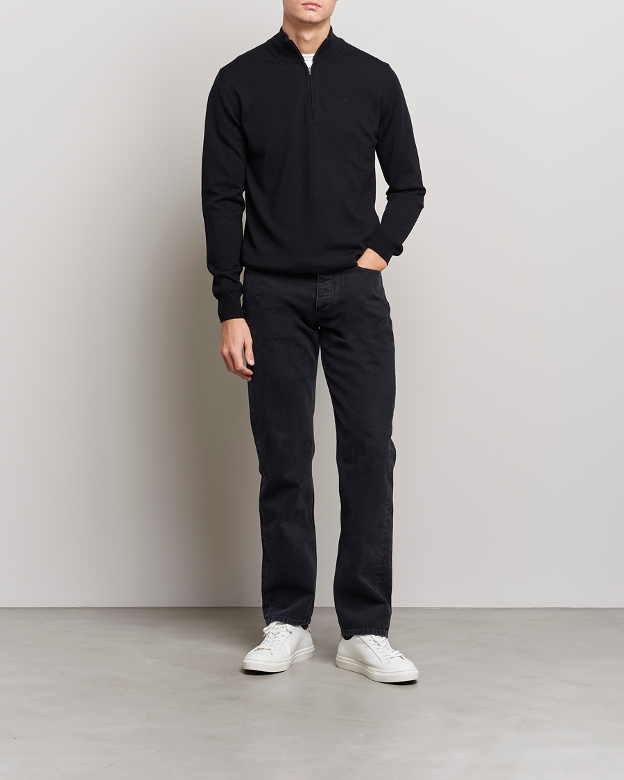 Herre | Gensere | J.Lindeberg | Kian Quarter Zip Merino Sweater Black