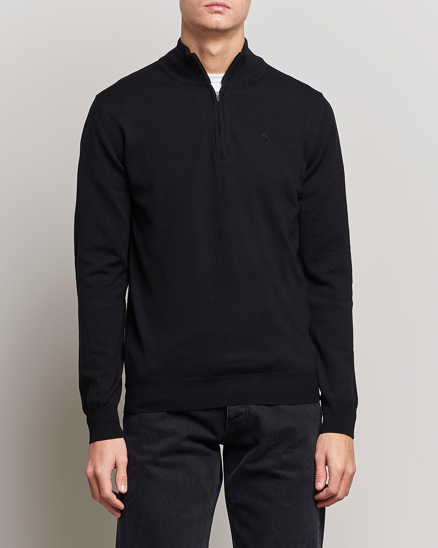 Herre | Gensere | J.Lindeberg | Kian Quarter Zip Merino Sweater Black