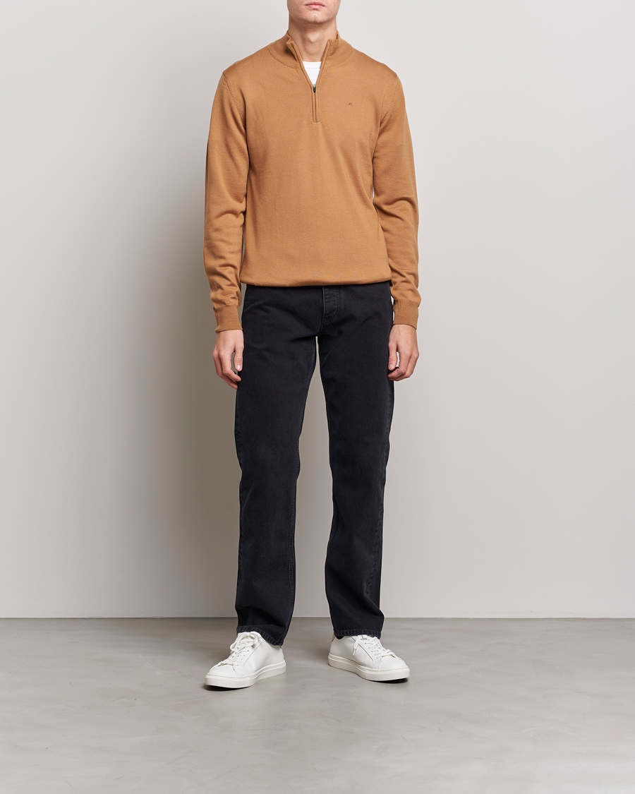 Herre | Gensere | J.Lindeberg | Kian Quarter Zip Merino Sweater Chipmunk