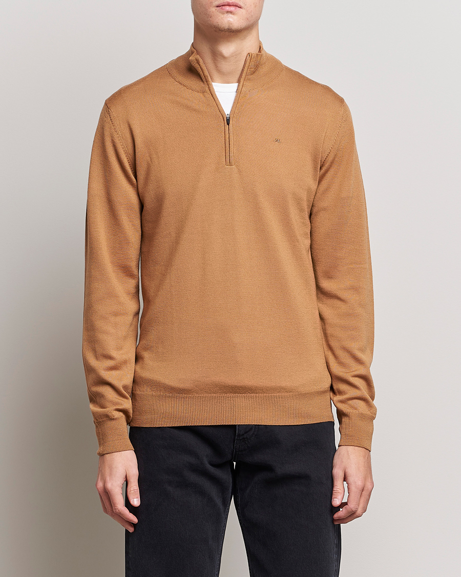 Herre | Gensere | J.Lindeberg | Kian Quarter Zip Merino Sweater Chipmunk