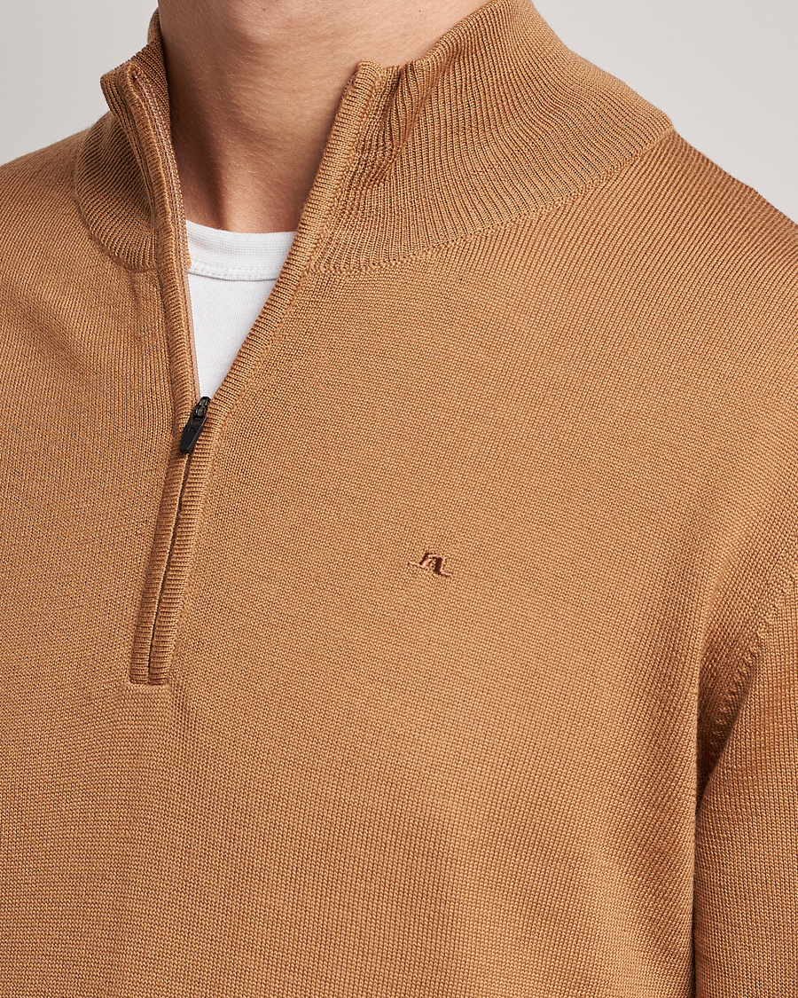 Herre | Gensere | J.Lindeberg | Kian Quarter Zip Merino Sweater Chipmunk