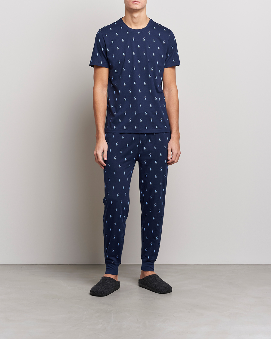 Herre | T-Shirts | Polo Ralph Lauren | Printed Pony Crew Neck T-Shirt Navy