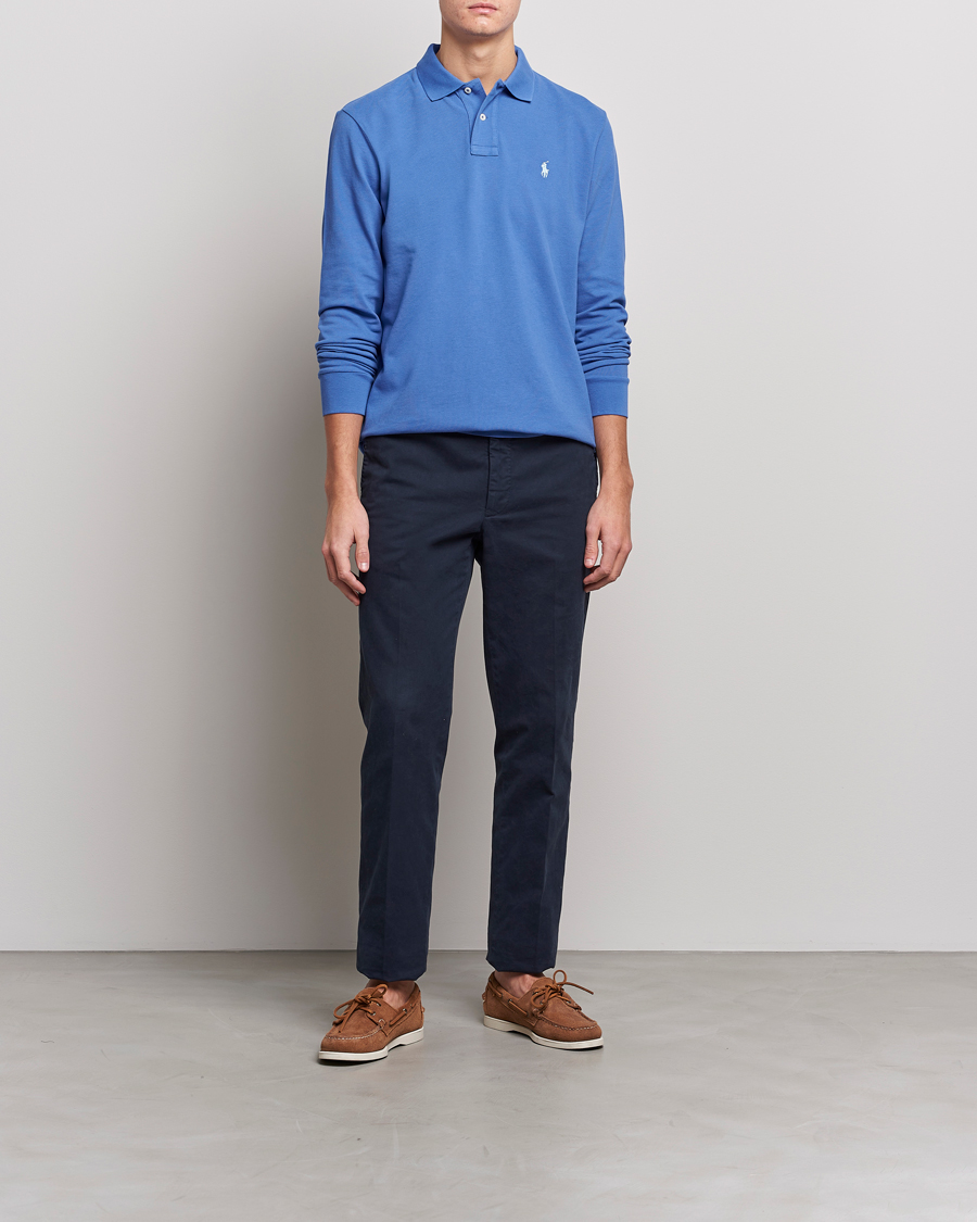 Herre | Gensere | Polo Ralph Lauren | Custom Slim Fit Long Sleeve Polo Maidstone Blue