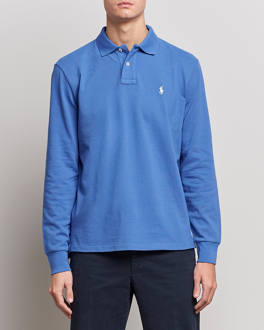 Herre | Pikéer | Polo Ralph Lauren | Custom Slim Fit Long Sleeve Polo Maidstone Blue