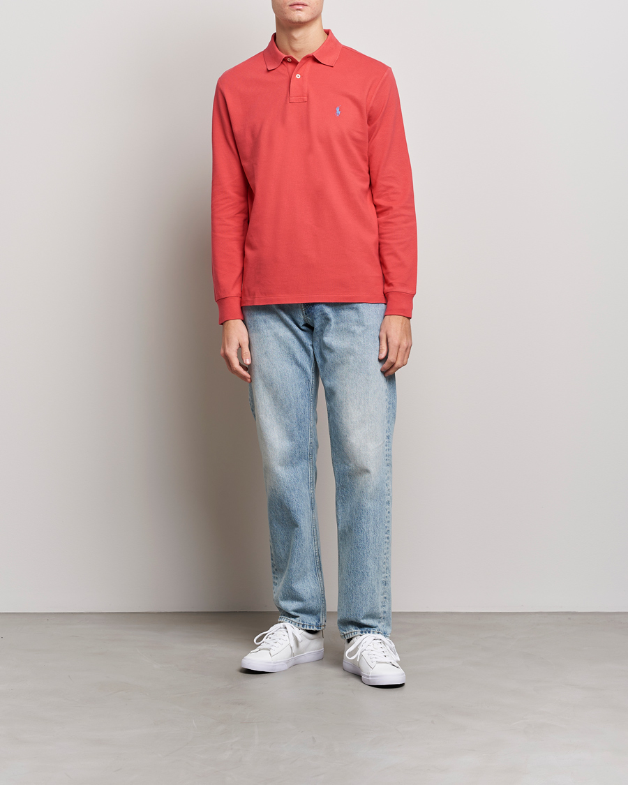 Herre |  | Polo Ralph Lauren | Custom Slim Fit Long Sleeve Polo Starboard Red