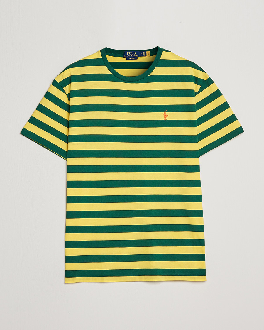 Herre | T-Shirts | Polo Ralph Lauren | Striped Crew Neck T-Shirt Lemon/Green