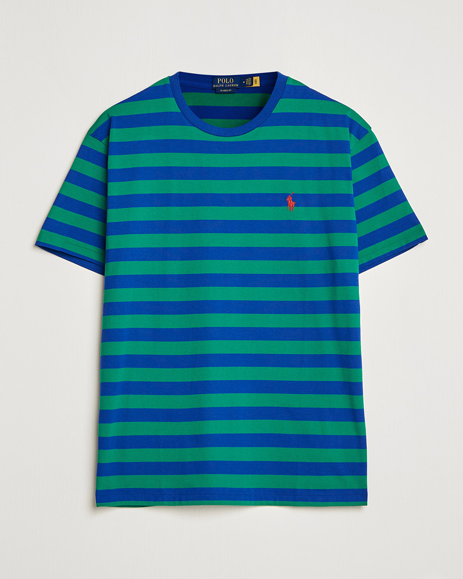 Herre | T-Shirts | Polo Ralph Lauren | Striped Crew Neck T-Shirt Green/Navy