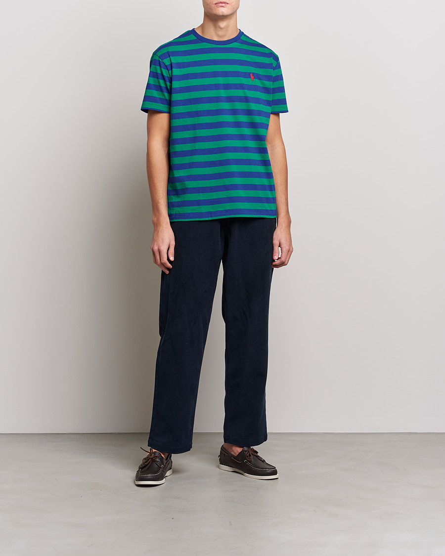 Herre | T-Shirts | Polo Ralph Lauren | Striped Crew Neck T-Shirt Green/Navy