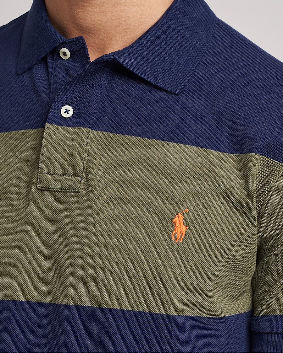 Herre | Pikéer | Polo Ralph Lauren | Custom Slim Fit Barstriped Polo Navy/Dark Sage
