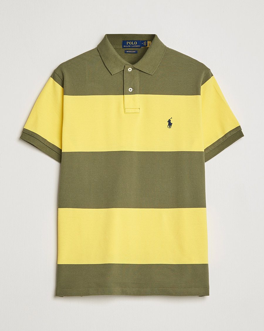 Herre | Pikéer | Polo Ralph Lauren | Custom Slim Fit Barstriped Polo Lemon/Dark Sage